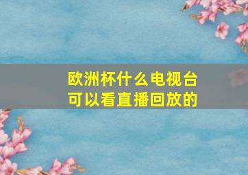 欧洲杯什么电视台可以看直播回放的