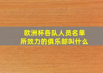 欧洲杯各队人员名单所效力的俱乐部叫什么