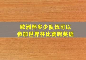 欧洲杯多少队伍可以参加世界杯比赛呢英语