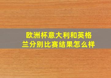 欧洲杯意大利和英格兰分别比赛结果怎么样