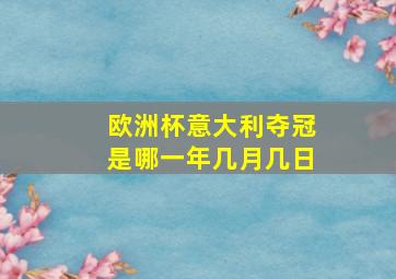 欧洲杯意大利夺冠是哪一年几月几日