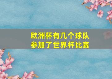 欧洲杯有几个球队参加了世界杯比赛