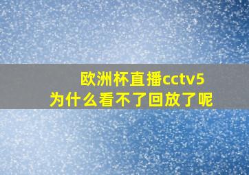 欧洲杯直播cctv5为什么看不了回放了呢