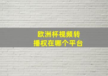 欧洲杯视频转播权在哪个平台