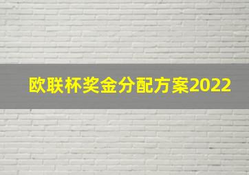 欧联杯奖金分配方案2022