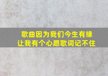 歌曲因为我们今生有缘让我有个心愿歌词记不住