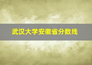 武汉大学安徽省分数线