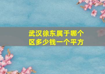 武汉徐东属于哪个区多少钱一个平方