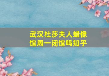 武汉杜莎夫人蜡像馆周一闭馆吗知乎