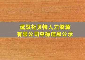 武汉杜贝特人力资源有限公司中标信息公示