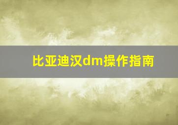 比亚迪汉dm操作指南