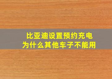 比亚迪设置预约充电为什么其他车子不能用