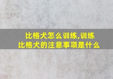 比格犬怎么训练,训练比格犬的注意事项是什么