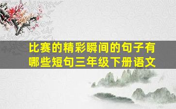 比赛的精彩瞬间的句子有哪些短句三年级下册语文