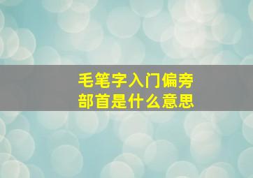 毛笔字入门偏旁部首是什么意思