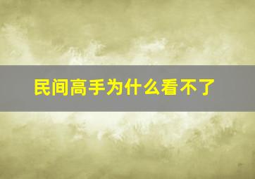 民间高手为什么看不了