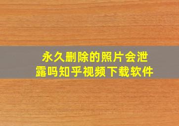 永久删除的照片会泄露吗知乎视频下载软件