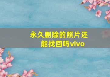 永久删除的照片还能找回吗vivo