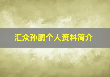 汇众孙鹏个人资料简介