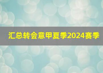 汇总转会意甲夏季2024赛季