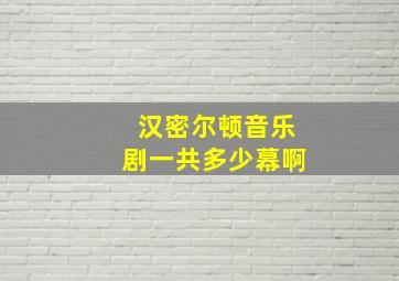 汉密尔顿音乐剧一共多少幕啊