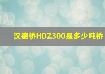 汉德桥HDZ300是多少吨桥