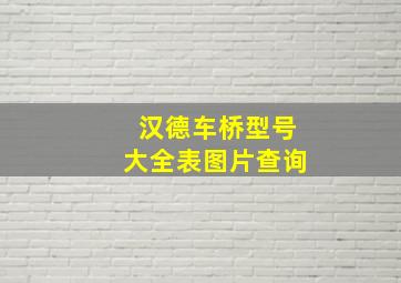 汉德车桥型号大全表图片查询