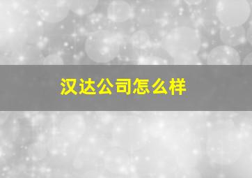 汉达公司怎么样