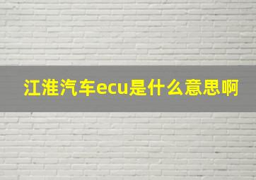 江淮汽车ecu是什么意思啊