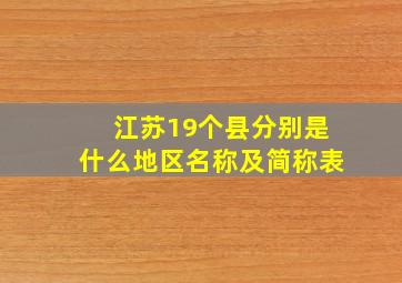 江苏19个县分别是什么地区名称及简称表