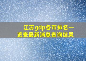 江苏gdp各市排名一览表最新消息查询结果