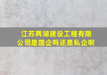 江苏两湖建设工程有限公司是国企吗还是私企啊