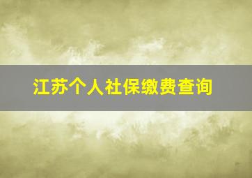 江苏个人社保缴费查询