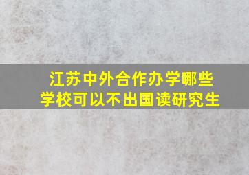 江苏中外合作办学哪些学校可以不出国读研究生