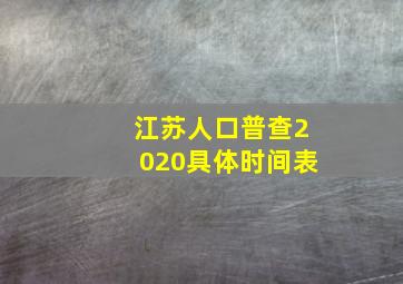 江苏人口普查2020具体时间表