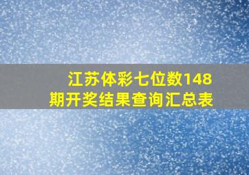 江苏体彩七位数148期开奖结果查询汇总表