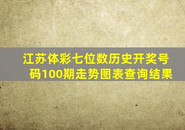 江苏体彩七位数历史开奖号码100期走势图表查询结果