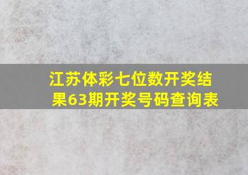 江苏体彩七位数开奖结果63期开奖号码查询表