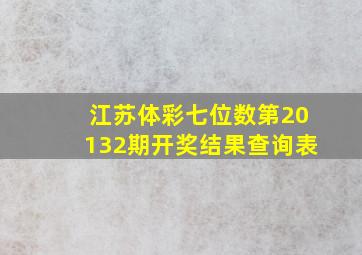 江苏体彩七位数第20132期开奖结果查询表