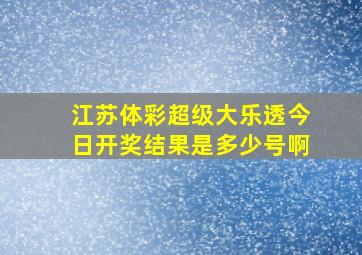 江苏体彩超级大乐透今日开奖结果是多少号啊