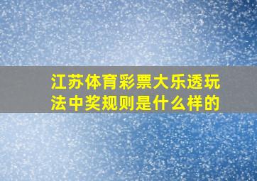 江苏体育彩票大乐透玩法中奖规则是什么样的