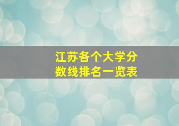 江苏各个大学分数线排名一览表