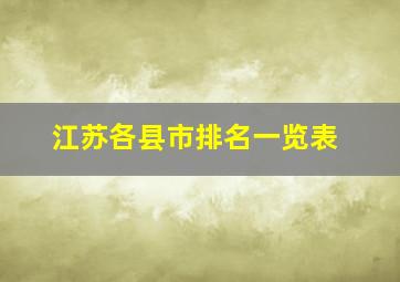 江苏各县市排名一览表