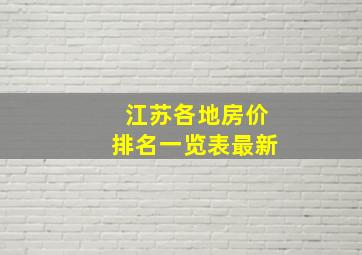 江苏各地房价排名一览表最新