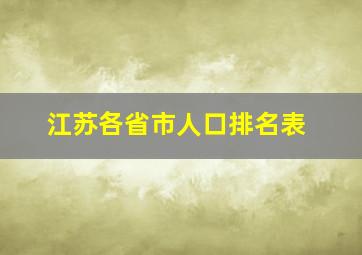 江苏各省市人口排名表