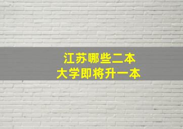 江苏哪些二本大学即将升一本