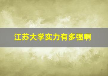 江苏大学实力有多强啊