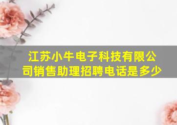 江苏小牛电子科技有限公司销售助理招聘电话是多少