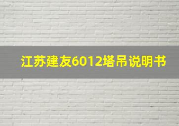 江苏建友6012塔吊说明书