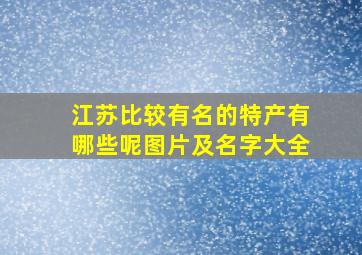 江苏比较有名的特产有哪些呢图片及名字大全